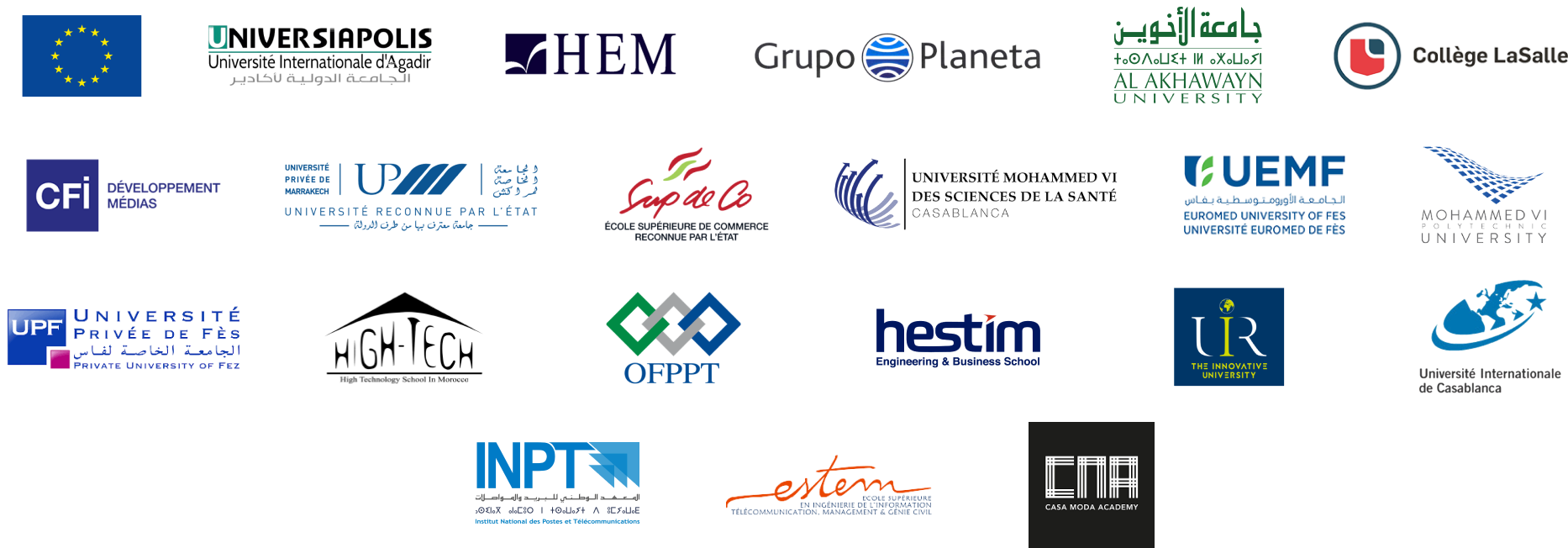 Logos of partner universities and colleges